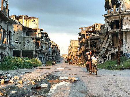Bild der Zerstörung in Homs, Syrien