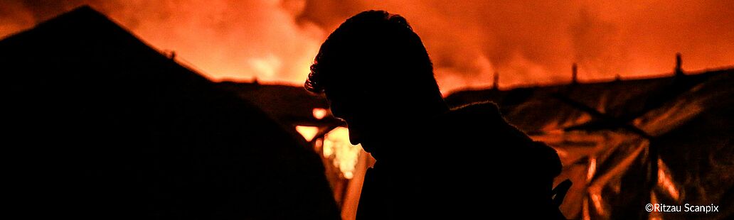 Flüchtlingslager Moria in Flammen