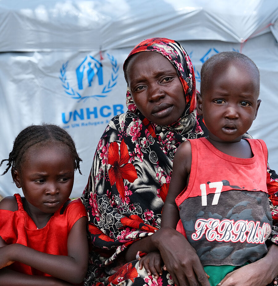 Sudanesische Flüchtlingsfamilie