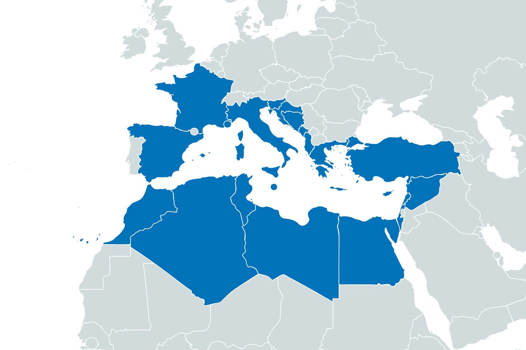Landkarte Mittelmeer Region