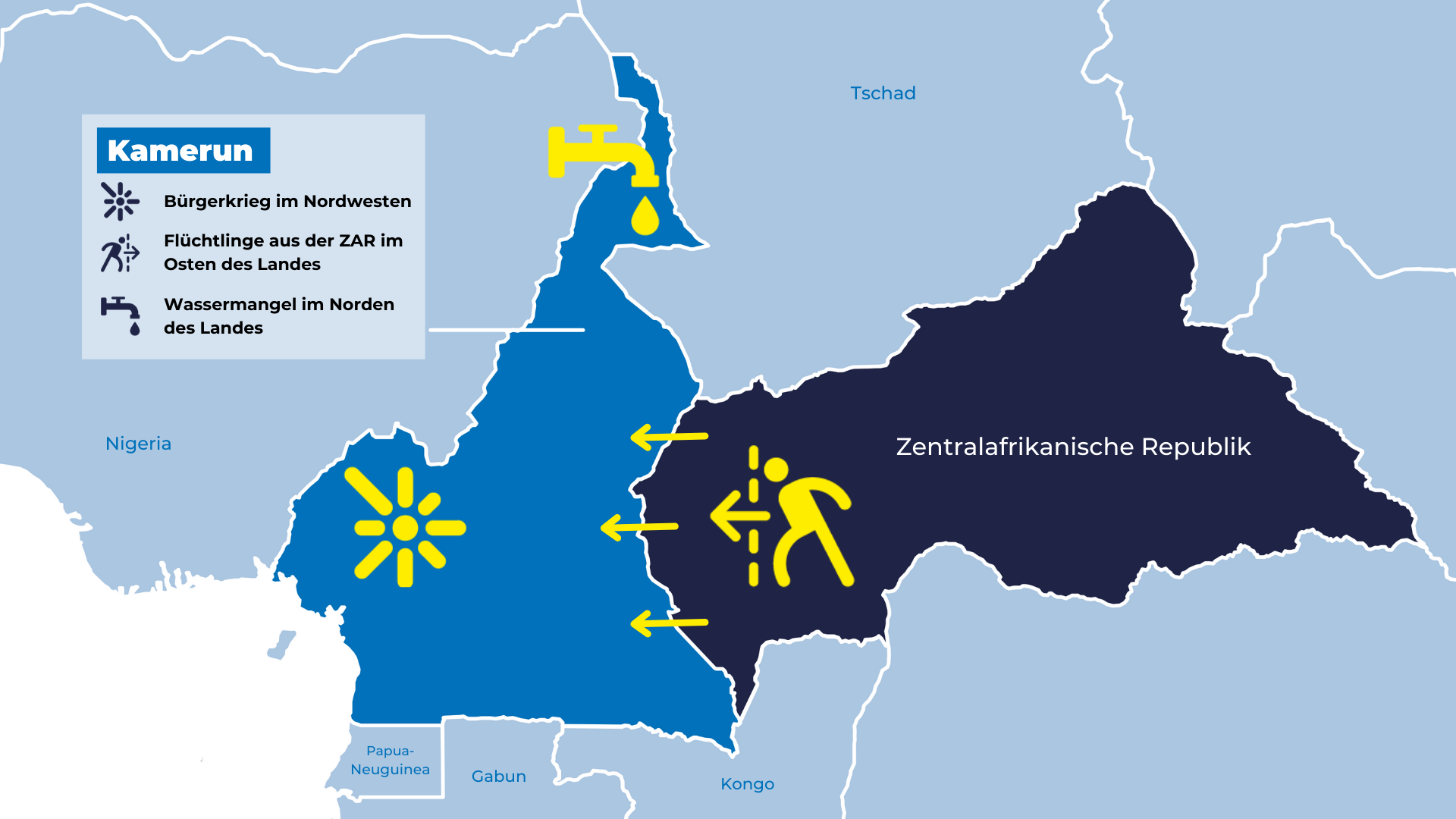 Karte von Kamerun und Nachbarländern