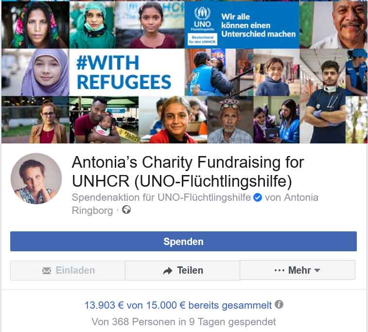 Spendenaktion von Antonia bei Facebook