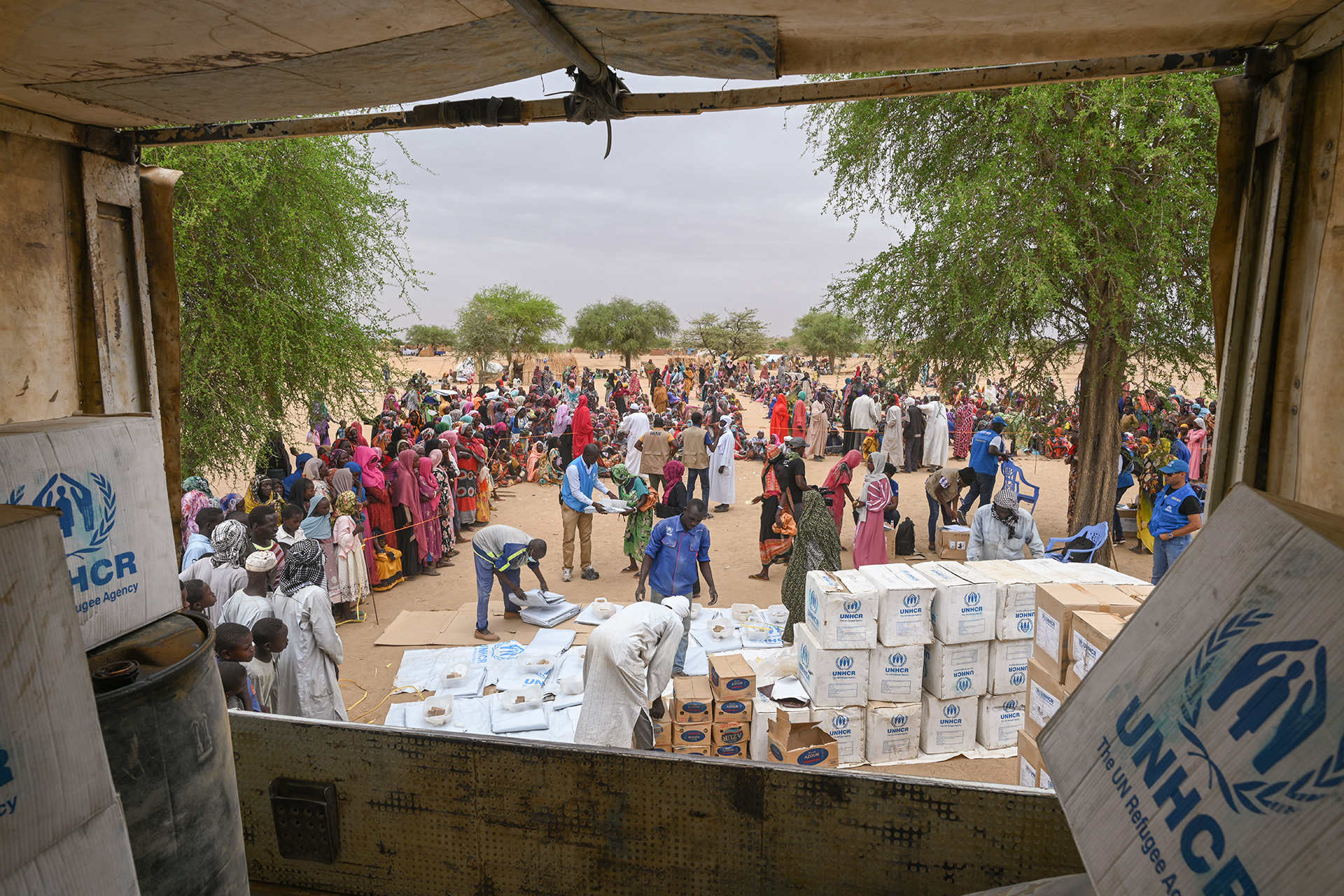 Verteilung von Hilfsgütern im Tschad.